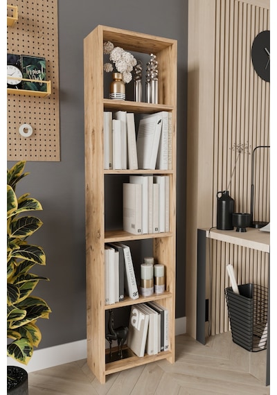 Uludağ 5 Raflı Kitaplık Dekoratif Kitaplık Modern Kitaplık-meşe Kahverengi