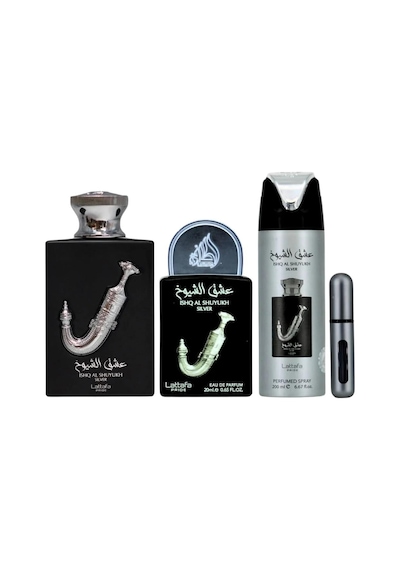 Lattafa Ishq Al Shuyukh Silver Edp 100 Ml + Edp 20 Ml + Deodorant 200 Ml Erkek Parfüm Seti Odunsu