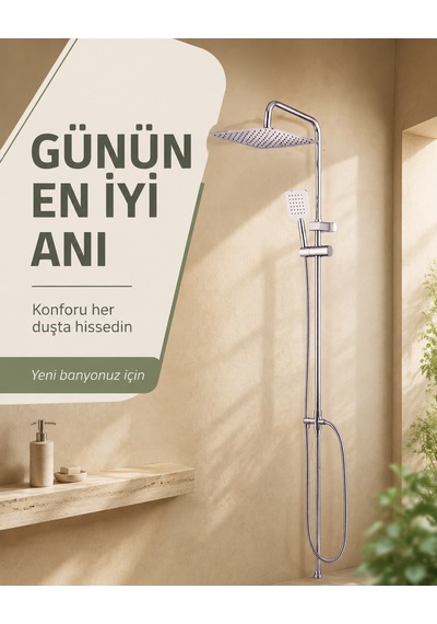 Fleko Vektör Krom Rain Robot Duş Seti