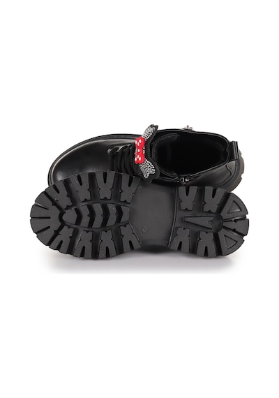 Kiko Kids Bella Günlük Fermuarlı Kız Çocuk Bot Ayakkabı Siyah Siyah