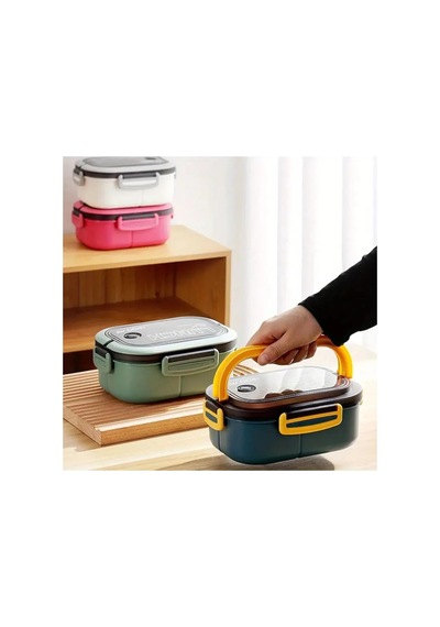 2 Katlı Taşınabilir Yemek Kabı Lunch Box Diyet Beslenme Kutusu Saklama Kabı Çatal Kaşıklı Sefer Tası Sku: Smgstkd0041ea7b5 Açık Mavi