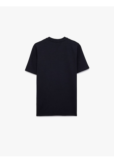 Koton Regular Fit Kısa Kollu Nakışlı Tok Kumaş Bisiklet Yaka Tişört Lacivert 6sam10362mk