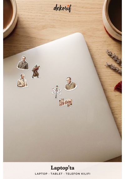 Atatürk Sticker Seti 100 Adet - 29 Ekim Cumhuriyet Bayramı Türk Bayrağı Vintage Ajanda Çıkartma Çok Renkli