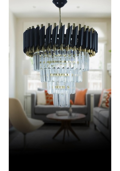 Zamira 45 Cm'lik Gold Kristal Taşlı Lüx Avize 4'lü Black Gold - Yatak Odası - Salon - Mutfak - Hol Altın