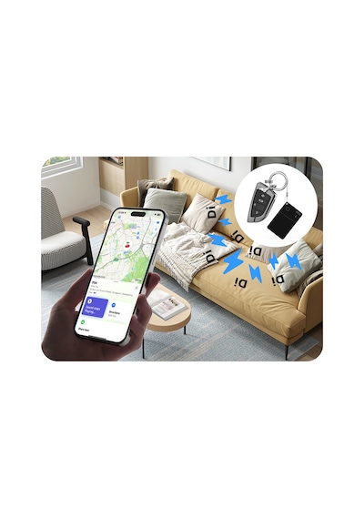 Micflip P28 Suya Dayanıklı AppleiOs UyumluVe Android Uyumlu Wireless Özellikli Akıllı Takip Kartı Siyah