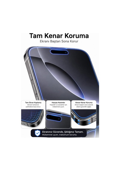 Iphone 17 Pro Max Uyumlu 9h Sertlik Kırılmaz Cam Ekran Koruyucu