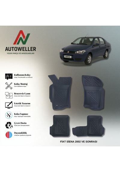 Fiat Siena 2002 Sonrası Uyumlu Havuzlu Oto Paspas