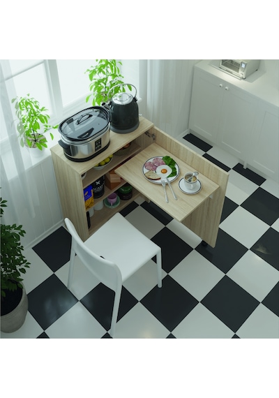 Asra Trend Mutfak Kiler Dolabı MD003 %100 MDF Katlanır Masa Hazırlık Tezgahı Sonoma