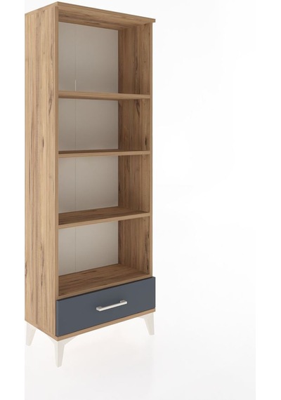 Arges Dolap 4 Raflı Tek Çekmeceli 60x30x163 Çam-antrasit Atlas Çam