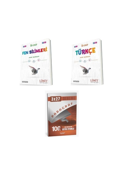 2027 Limit 8. Sınıf Fen Lgs Bilimleri + Türkçe Soru + Anla Kazan Paragraf Deneme 3'lü Set