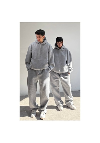 Zaee Basic Oversize Hoodie Gümüş Gri