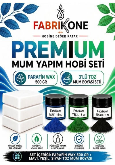 Premium Mum Yapım Hobi Seti - Parafin Wax 500 Gr - 3'lü Toz Mum Boyası Seti - Mavi, Yeşil, Siyah Bkfabpw5003mys Karışık