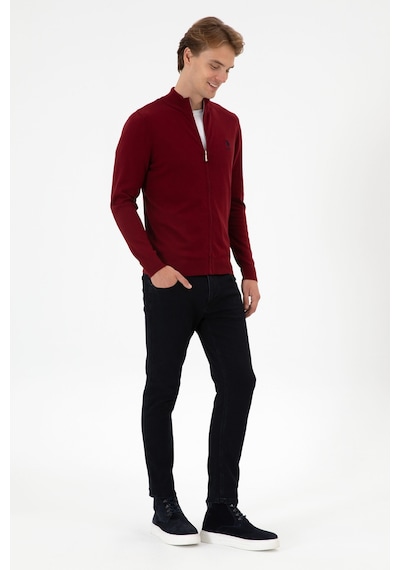 U.S. Polo Assn. Erkek Slim Fit Bordo Triko Hırka 50313684-VR014