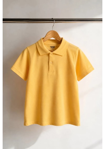 Minigimin Cicileri Polo Yaka Kısa Kol Unisex Çocuk Okul Tşörtü - Sarı