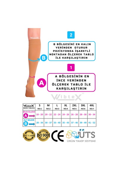 Wibtex Unisex Diz Altı Varis Çorabı Ten Rengi CCL2 4 Kapalı Diz Altı