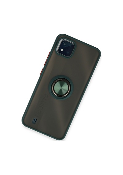 Realme C11 2021 Uyumlu Kılıf Montreal Yüzüklü Silikon Kapak - Yeşil