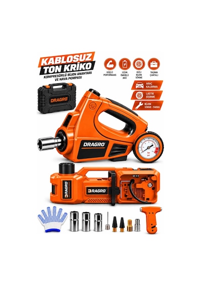 Dragro Drg-5t Elektrikli 5 Ton Hidrolik T Kriko Bijon Anahtarı Somun Sökme Takma Anahtari Krikosu