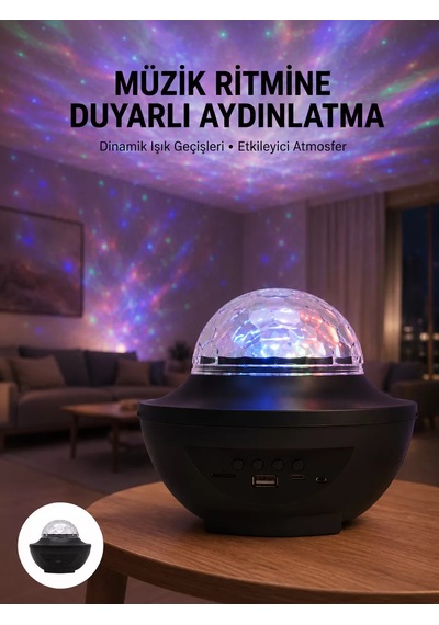 Northcity Çok Renkli Projektör Lamba Disko Topu & Gece Lambası - Bluetooth 5.2 İle Yıldızlı Atmosfer