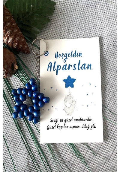 Zincirli Ahşap Yıldız Anahtarlık Bebek Hediyeliği 100 Adet