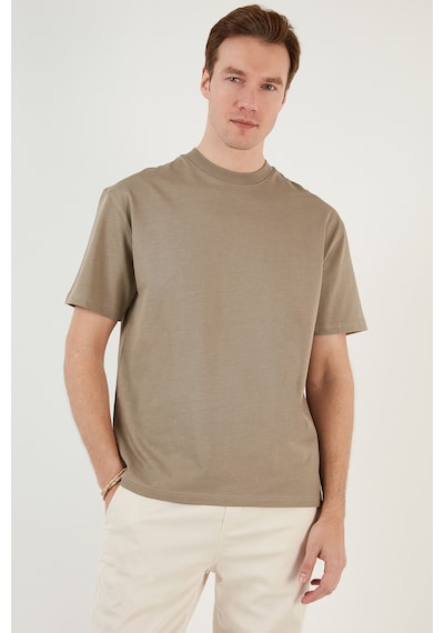 Buratti Pamuklu Relaxed Fit Sıfır Yaka Erkek T Shirt 5905446 Vizon