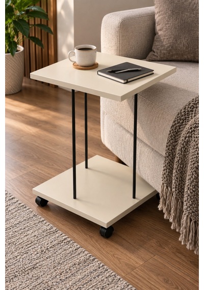 Sulorahome Tekerlekli Laptop Ve Servis Sehpası - Krem