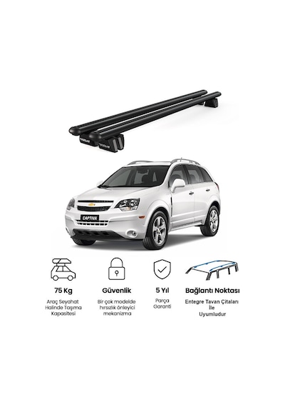 Pençe Chevrolet Captiva Suv 2007-2018 Uyumlu Siyah Ara Atkı Port Bagaj Tavan Barı