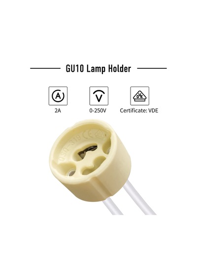 5 Adet Gu10 Duy 2a Led Halojen Lamba Duyu 0,75 Mm² Silikon Tel Seramik Duy Bağlantı Duyları 300 W Enerji Sınıfı A Beyaz