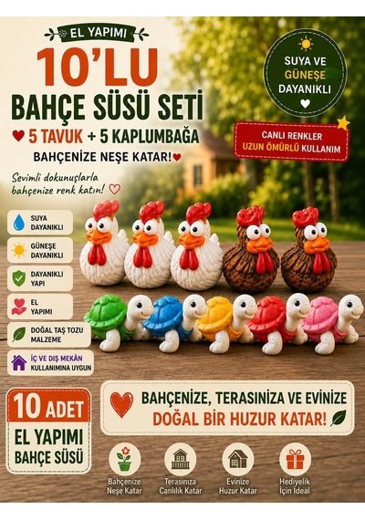 Tavuk Kaplumbağa Bahçe Dekoraysyon