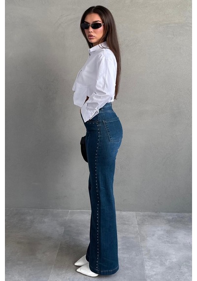 Seeh Mavi Wide Leg Kadın Pantolon Sh351 Basic