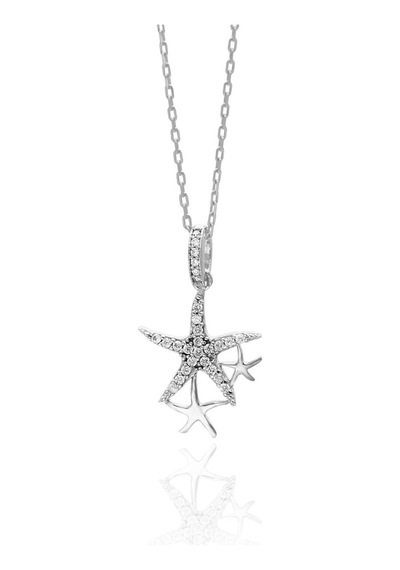 Deniz Yıldızı Model Zirkon Taşlı Gümüş Hayalet Kolye 201020599