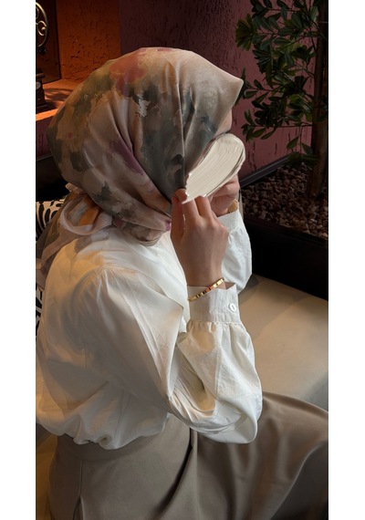 Qalortex Scarf Pamuklu Soft Roza Desen Eşarp-cağla Çağla