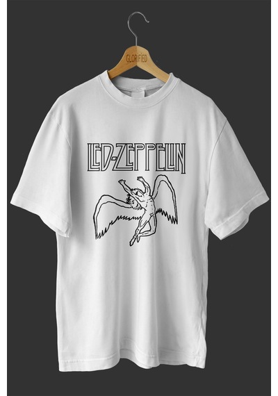 Noıssey -wed Led Zeppelın Baskılı Oversize T Shirt Beyaz