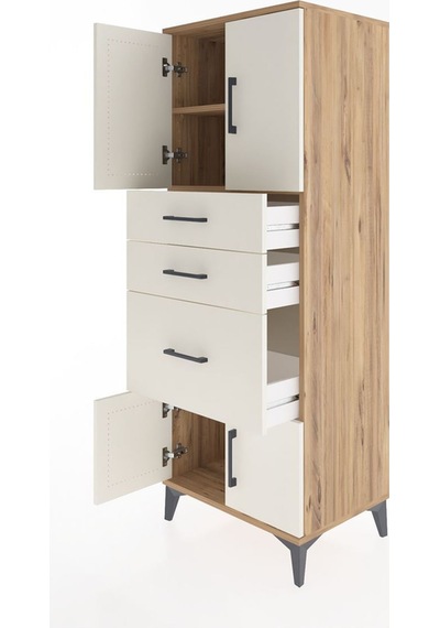 Hyperion Dolap 2 Raflı 3 Çekmeceli 4 Kapaklı 60x44x163 Çam-aytaşı Atlas Çam