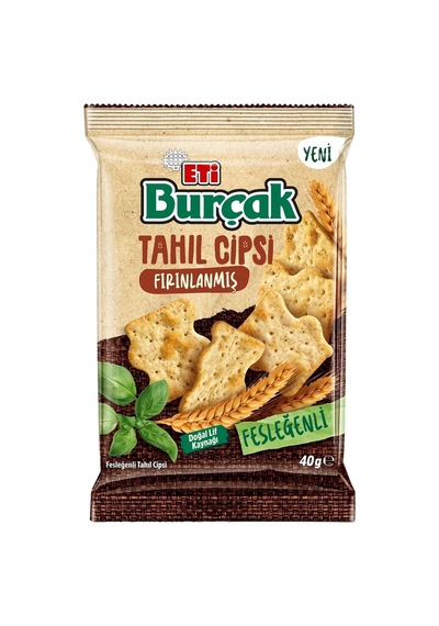 Eti Burçak Tahıl Cipsi 40g Fesleğen - Tam Buğday Unlu Sağlıklı Atıştırmalık 2'li Ekonomik Paket Tarı