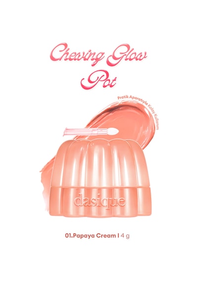Esnek Jel Dokulu, Nemlendirici, Parlak Bitişli Ruj & Allık Dasıque Chewing Glow Pot 01 Papaya Cream