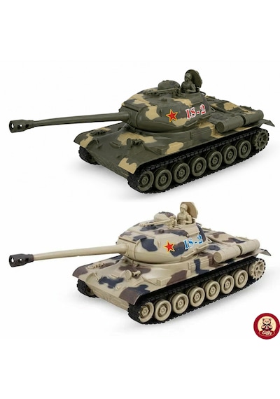 Oyuncak Uzaktan Kumandalı Tank Is-2 Model Sovyet Tankı Sesli Led Işıklı Müzikli Ses Ve Atış Efektli Şarjlı Göndesi 360 Dönen Rc Tank 1:20 Ölçek 38 Cm Sarı