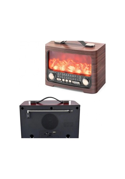 Retro Şömine Efektli Bluetooth Hoparlör Fm Am Sw Radyo, Usb Ve Tf Kart Destekli