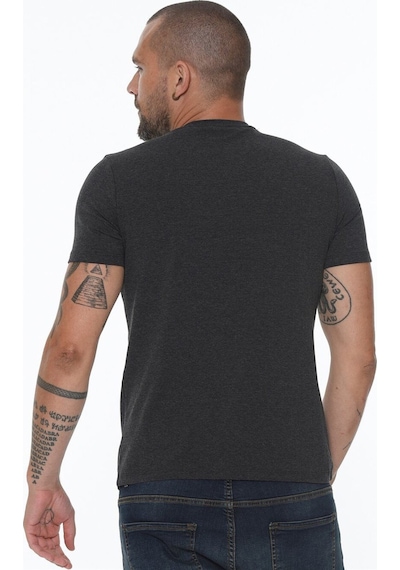 T8568 Dewberry V Yaka Erkek T-shırt-antrasit Antrasit