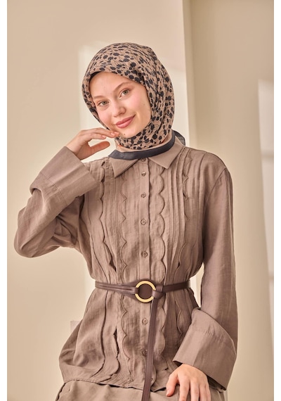 Silk Home Aura Eşarp 140005-04 Koyu Lacivert, Vizon, Kiremit