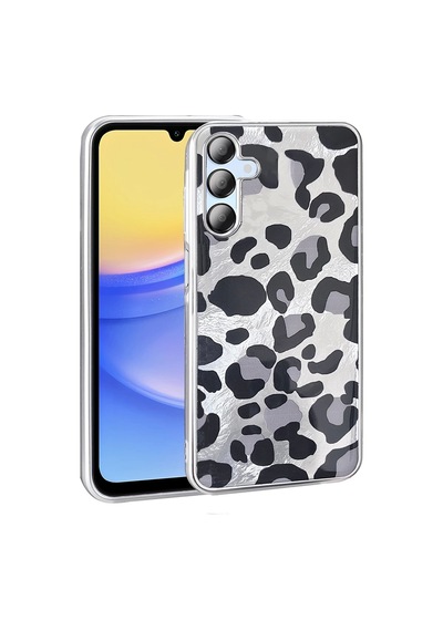 Galaxy Uyumlu A15 Kılıf Desenli Zore Mep Kapak Gri Leopar