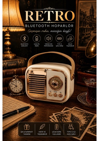 Jasper Jpr-4502 Krem Klasik Retro Müzik Kutusu Usb-sd Kart- Aux - Bluetooth Destekli
