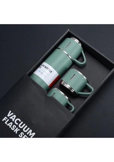 Paslanmaz Çelik Bardaklı Termos Seti 500 Ml Mavi