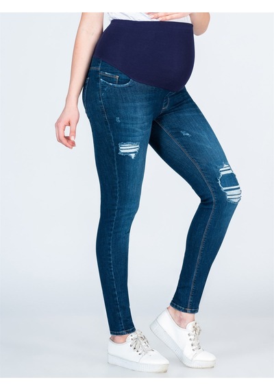 Busa Hamile Beli Ayarlı Yüksek Bel Skinny Kot Pantolon Mavi-mavi