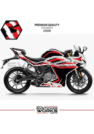 Cfmoto 250sr Kaplama Sticker Air Brush Motor Kaplama Modeli Hazır Kit Tüm Modeller Uyumlu Kırmızı