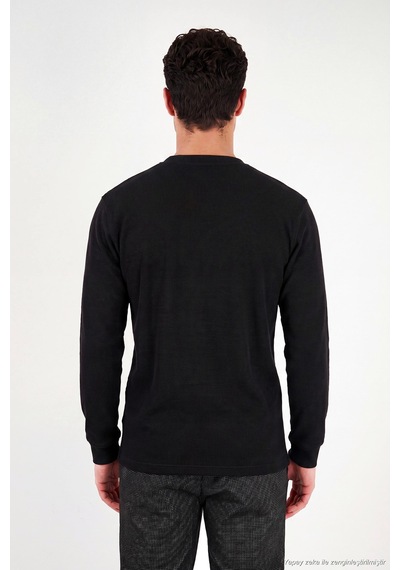 Buratti Pamuk Karışımlı Relaxed Fit Bisiklet Yaka Kazak Erkek Sweat 5905837 Siyah