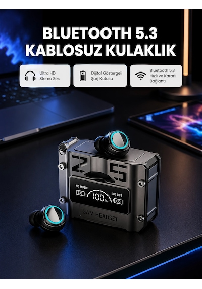 Kablosuz Bluetooth 5.3 Kulaklık - Aktif Gürültü Engelleme Ve Gecikmesiz Oyun Modu Renkli