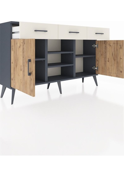 Arges Konsol 4 Raflı 3 Çekmeceli 2 Kapaklı 132x30x83 Antrasit-çam/aytaşı Çam/aytaşı Arges Konsol 4 Raflı 3 Çekmeceli 2 Kapaklı 132x30x83 Antrasit-çam/aytaşı Çam/aytaşı