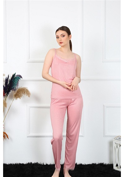 Akbeniz Kadın İp Askılı Somon Pijama Takım 4136 - L Somon