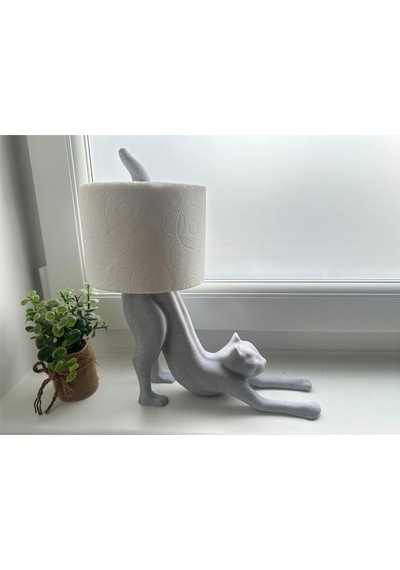 Sincara Home Esneyen Kedi Dekoratif Tuvalet Kağıdı Tutucu Beyaz