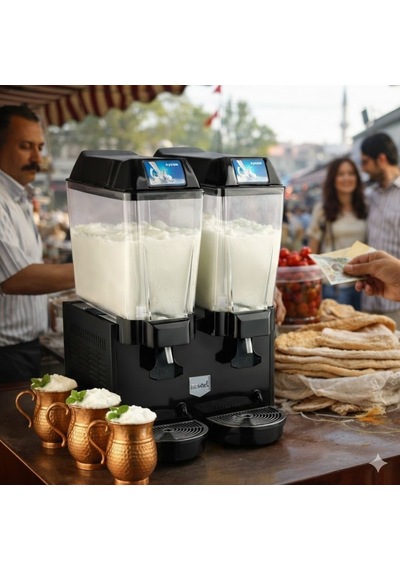 Remta 20+20 Litre Çiftli Karıştırıcılı Ayran Soğutucu Siyah - St14